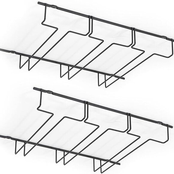 Set of 2 Under Cabinet Stemware Rack Black - Picture 2 of 5